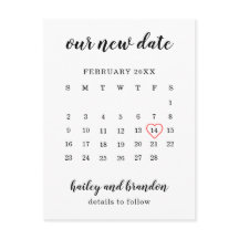 Calendario simple Boda de corazón rojo cambiar la 