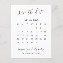Postal De Anuncios Calendario Simple Corazón Amarillo Pastel Guardar