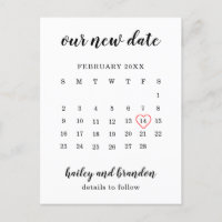 Calendario Simple Corazón Rojo de Boda Cambiar la