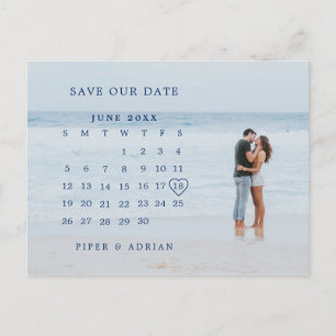 Postal De Anuncios Calendario Simple Foto Boda Save the Date