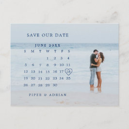 Postal De Anuncios Calendario Simple Foto Boda Save the Date