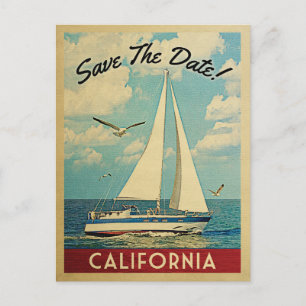 Postal De Anuncios California Save The Date Barco de Vela Náutico