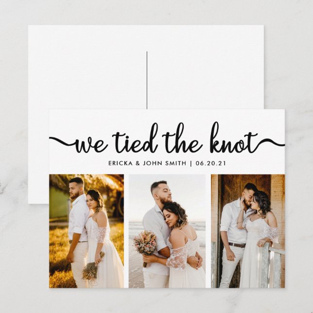 Postal De Anuncios Caligrafía Chic Nos Casamos Foto Elopement (Anverso / Reverso)