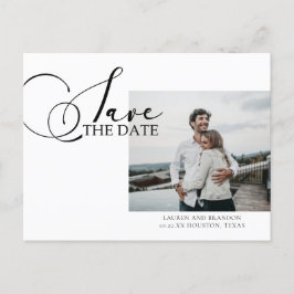 Postal De Anuncios Caligrafía de foto de boda para guardar la fecha