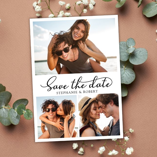 Postal De Anuncios Caligrafía de Presupuesto Collage de 3 Fotos Save  (Subido por el creador)