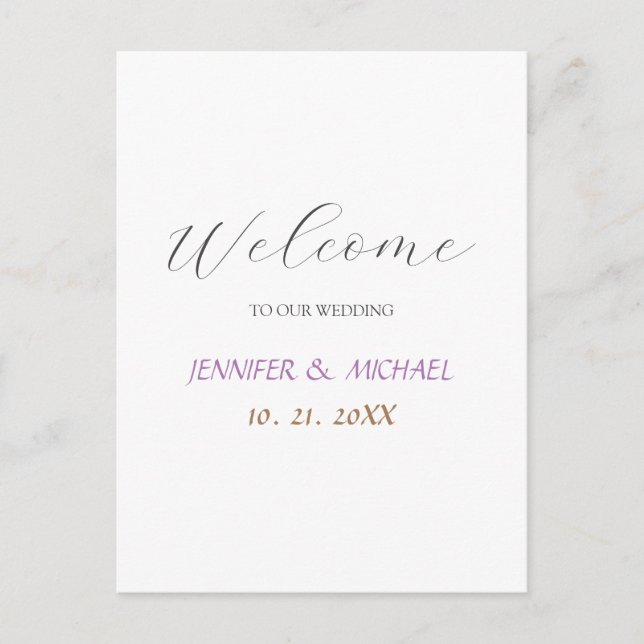 Postal De Anuncios Caligrafía Elegante Bienvenida Boda (Anverso)