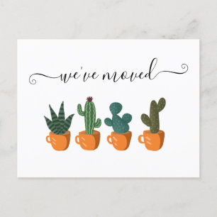 Postal De Anuncios Caligrafía Moderna de Cactus Nos Hemos Mudado