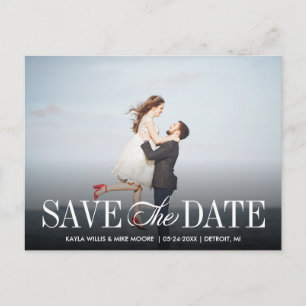 Postal De Anuncios Caligrafía moderna elegante foto de paisaje boda