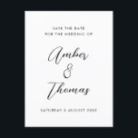 Postal De Anuncios Caligrafía moderna simple en blanco y negro S<br><div class="desc">El diseño sencillo,  moderno y limpio de esta tarjeta Save The Date permite a sus huéspedes saber que el boda va a ser un evento elegante con colores en blanco y negro. Este moderno salve la fecha encajará en cualquier tema.</div>