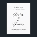 Postal De Anuncios Caligrafía moderna simple en blanco y negro S<br><div class="desc">El diseño sencillo,  moderno y limpio de esta tarjeta Save The Date permite a sus huéspedes saber que el boda va a ser un evento elegante con colores en blanco y negro. Este moderno salve la fecha encajará en cualquier tema.</div>