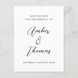 Postal De Anuncios Caligrafía moderna simple en blanco y negro S