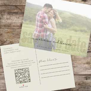 Postal De Anuncios Caligrafía moderna Vellum Elegante Foto Código QR