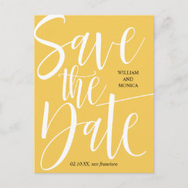 Postal De Anuncios Caligrafía Negrita | Boda moderna con mostaza blan