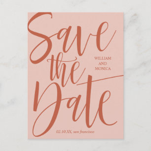 Postal De Anuncios Caligrafía Negrita   Boda moderna salmón óxido
