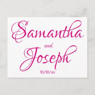 Postal De Anuncios Caligrafía rosa caliente Guardar la fecha