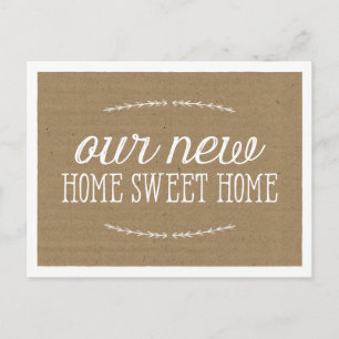 Postal De Anuncios Caligrafía Rústica   Nuevo Hogar