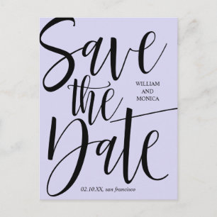 Postal De Anuncios Calligrafía en negrita  boda moderno violeta negro