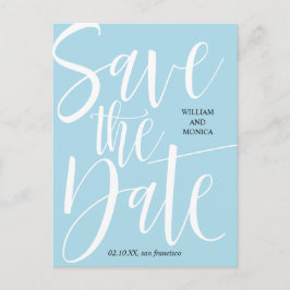 Postal De Anuncios Calligrafía negrita | boda moderno azul blanco