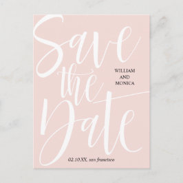 Postal De Anuncios Calligrafía negrita | boda moderno rosa blanco