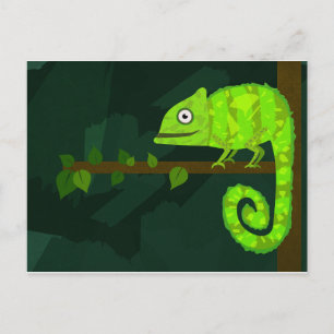 Postal De Anuncios Camaleón lindo verde