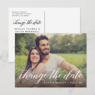 Postal De Anuncios Cambia la fecha de la boda de Caligrafía moderna F