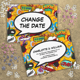 Postal De Anuncios Cambia la fecha pospuesta cómic moderno