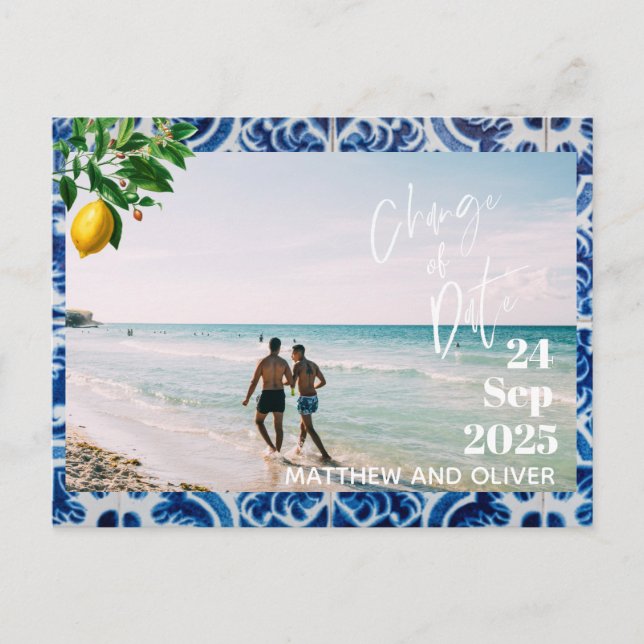 Postal De Anuncios Cambiar el verano de la foto del Boda de fechas Le (Anverso)