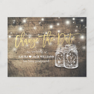 Postal De Anuncios Cambiar La Fecha Boda Aplazamiento Mason Jars