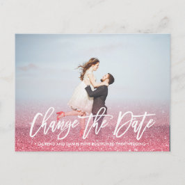 Postal De Anuncios CAMBIAR LA FECHA  caligrafía Foto brillo rosa