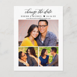 Postal De Anuncios Cambiar la fecha Collage de fotos con guión negro 