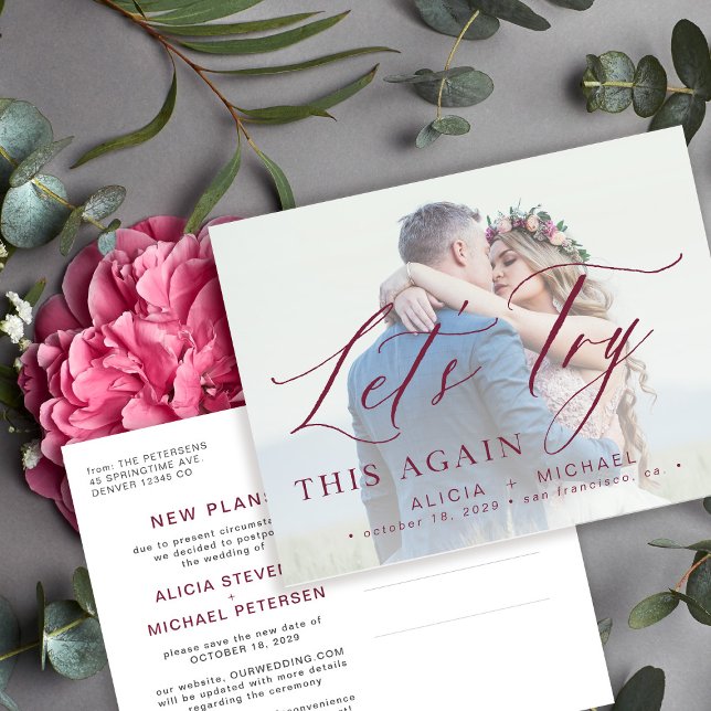 Postal De Anuncios Cambiar la fecha de la boda pospuesta guardar fech (Subido por el creador)