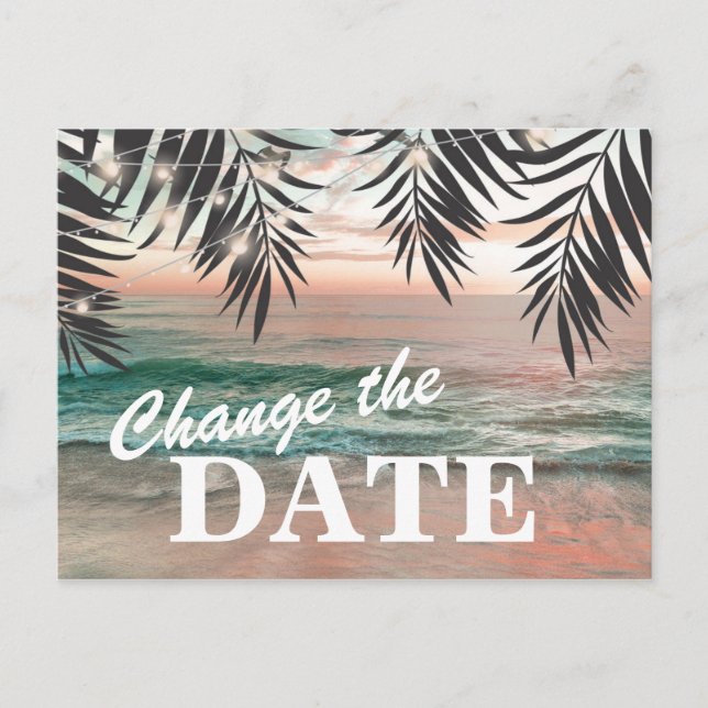 Postal De Anuncios Cambiar la fecha Destino de playa tropical (Anverso)