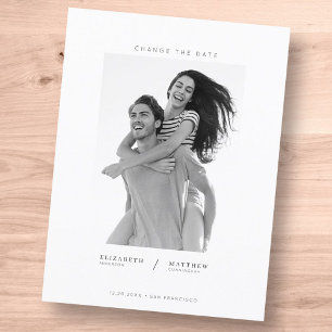 Postal De Anuncios Cambiar La Fecha Personalizado Minimalista  Foto B