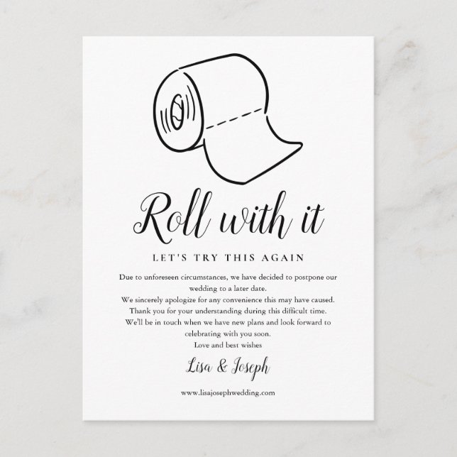 Postal De Anuncios Cambiar la fecha pospuesta de la foto cancelada (Anverso)