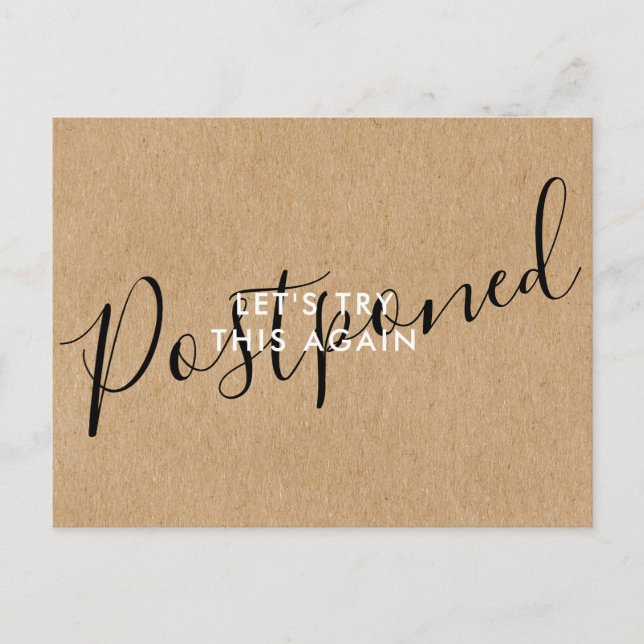 Postal De Anuncios Cambiar la fecha pospuesta evento cancelado rústic (Anverso)