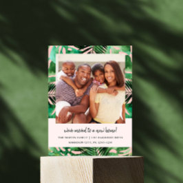 Postal De Anuncios Cambio de Dirección Acuarela Hojas Foto Rubor