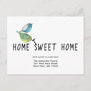 Postal De Anuncios Cambio de dirección Aves Cutas Hogar Dulce Hogar