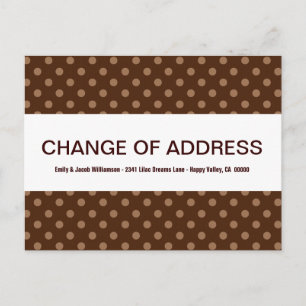 Postal De Anuncios Cambio de Dirección Chocolate Marrón Lunares V4