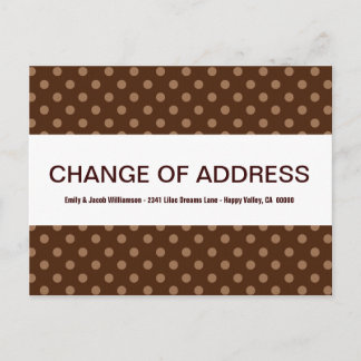 Postal De Anuncios Cambio de Dirección Chocolate Marrón Lunares V4