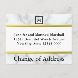 Postal De Anuncios Cambio de Dirección con Aspecto de Mármol Blanco M