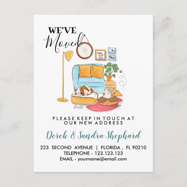 Postal De Anuncios Cambio de dirección con el ilustracion (Anverso)