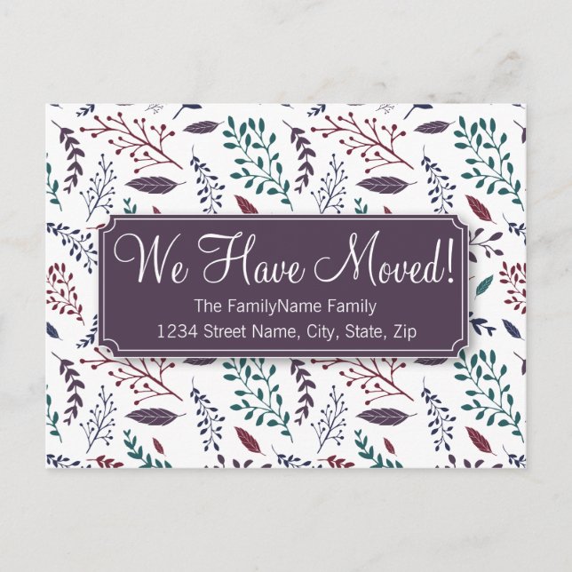 Postal De Anuncios Cambio de Dirección de Hojas que Caen (Anverso)