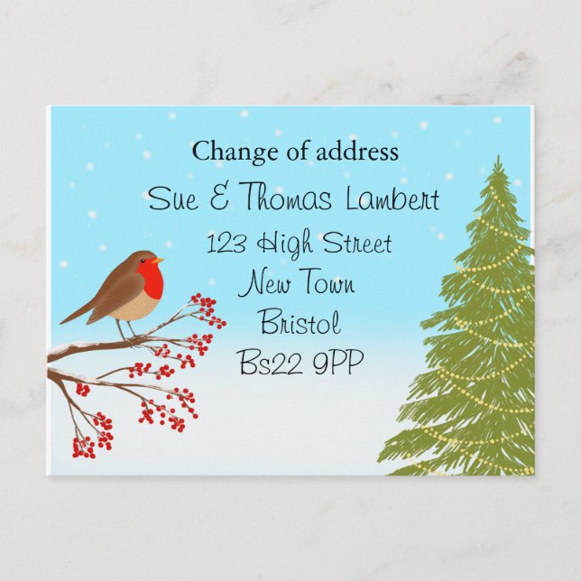 Postal De Anuncios Cambio de dirección de Navidad (Anverso)
