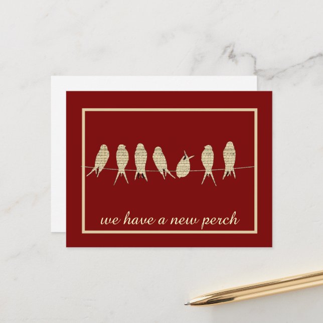 Postal De Anuncios Cambio de dirección de nueva percha negra (Anverso/Reverso In Situ)