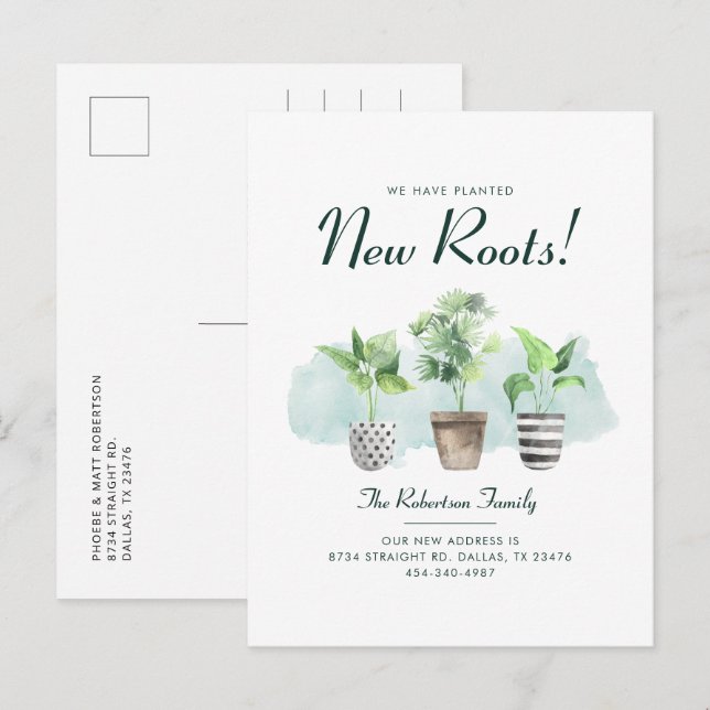 Postal De Anuncios Cambio de dirección de plantas Boho (Anverso / Reverso)