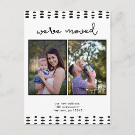 Postal De Anuncios Cambio de dirección Doble Añadir foto Negro y Blan