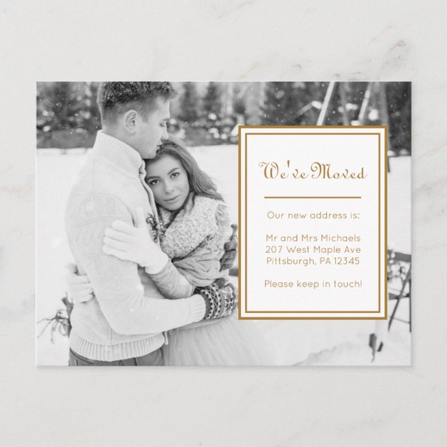Postal De Anuncios Cambio de dirección foto clásica con mensaje (Anverso)