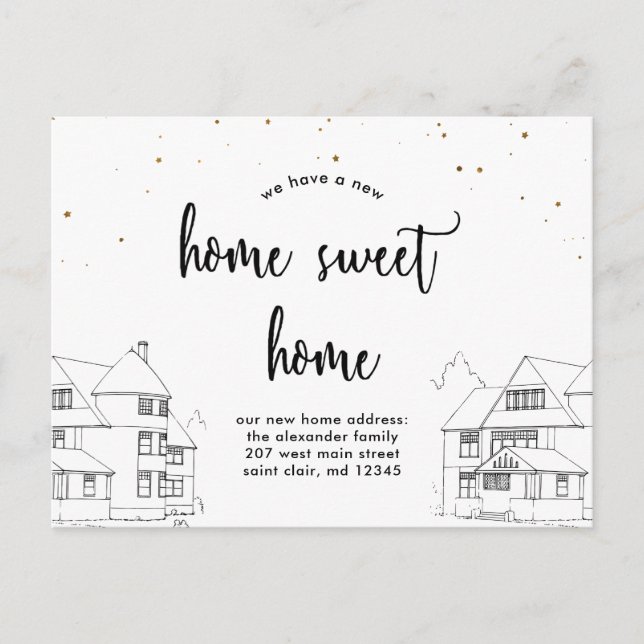 Postal De Anuncios Cambio de dirección Hogar Dulce Hogar con estrella (Anverso)