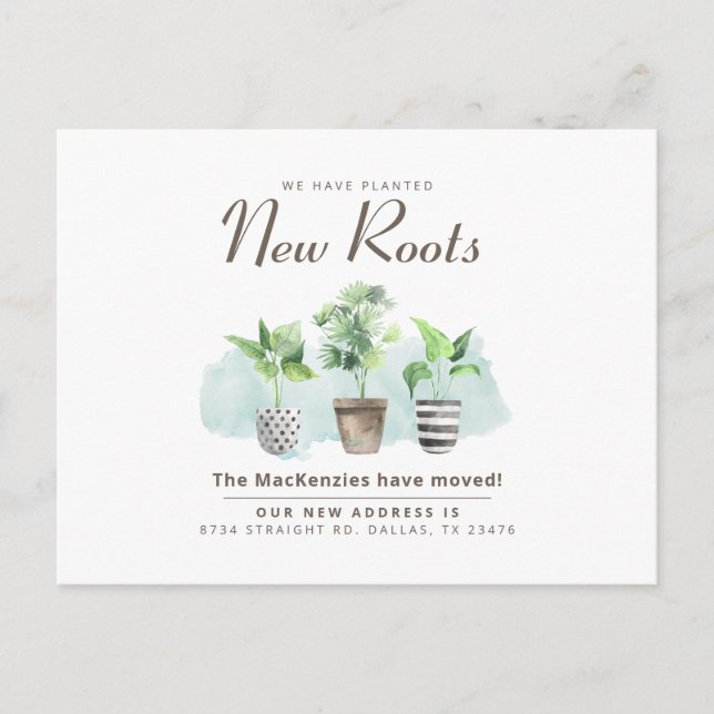 Postal De Anuncios Cambio de Dirección Mudanza Botánica (Anverso)