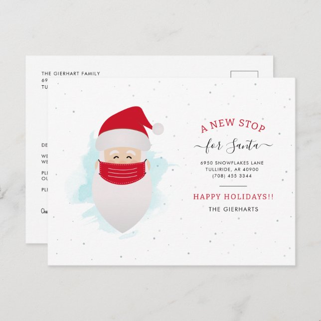 Postal De Anuncios Cambio de Dirección Navidad Fiesta de Navidad Muda (Anverso / Reverso)